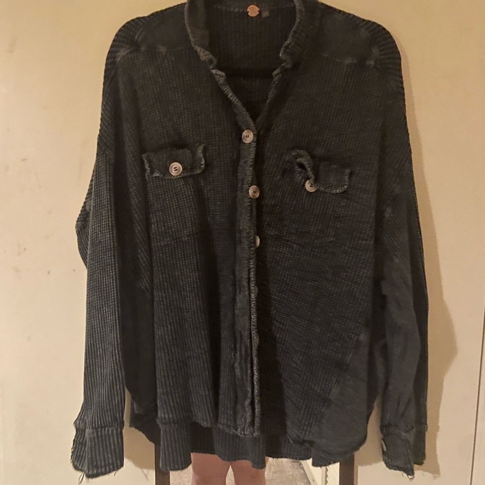 We The Free Black Button-Up Top